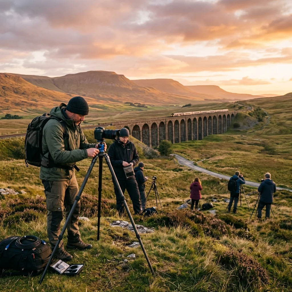 Photographer overlooking Lake District scenery